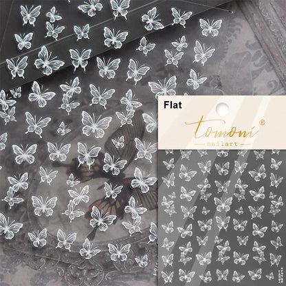 1pcs 5D Japanese Black Butterfly Nail Art Stickers Glitter Shiny Kawaii Self Adhesive Manicure Decorations Tool Decals Accessory