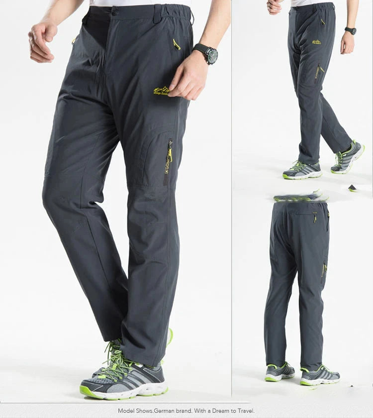 Longe Summer Quick Dry Hiking Pants Men Stretch Waterproof Tactical Pants Zipper Pockets Trousers Lightweight Fishing Pants