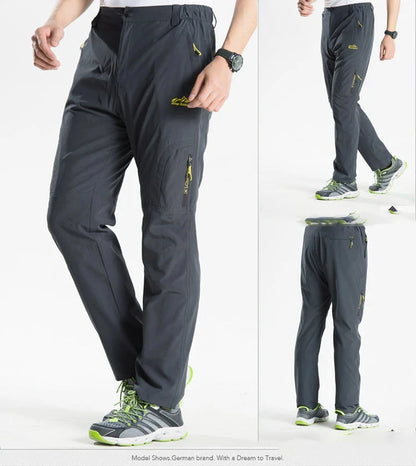 Longe Summer Quick Dry Hiking Pants Men Stretch Waterproof Tactical Pants Zipper Pockets Trousers Lightweight Fishing Pants