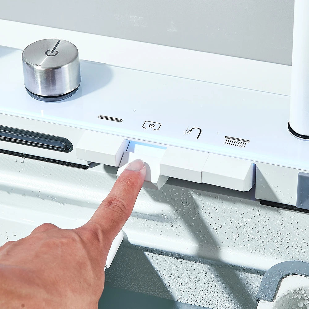 Stainless Steel Waterfall Kitchen Sink Large Single Slot Integrated Digital Display Faucet Set Soap Dispenser Cup Washer