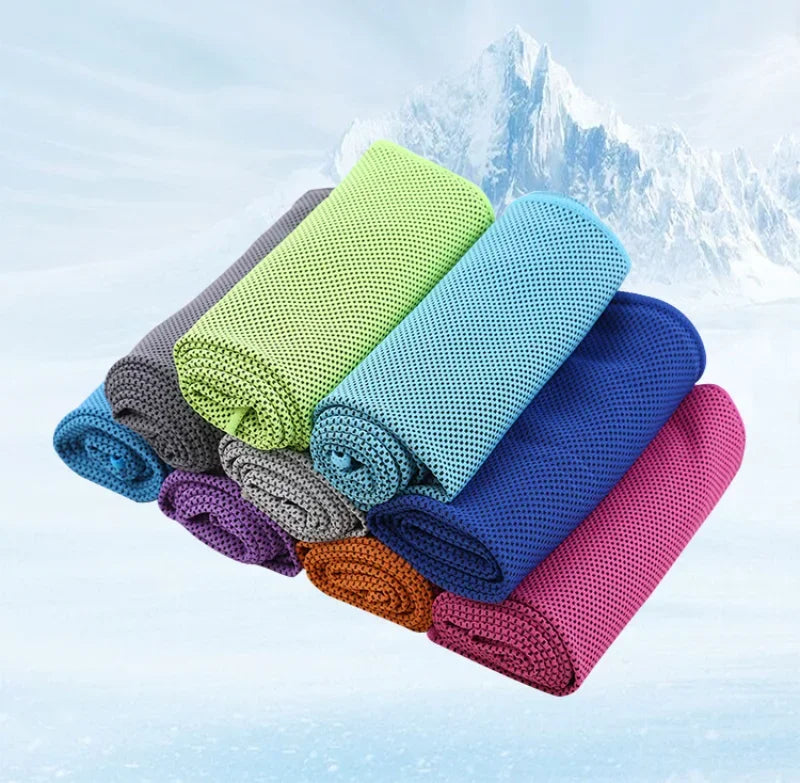 1pcs summer ice silk Towel Sports Instant Cooling Ice Towel Portable Outdoor Travel Fitness Running Swim Towel Silicone Bag