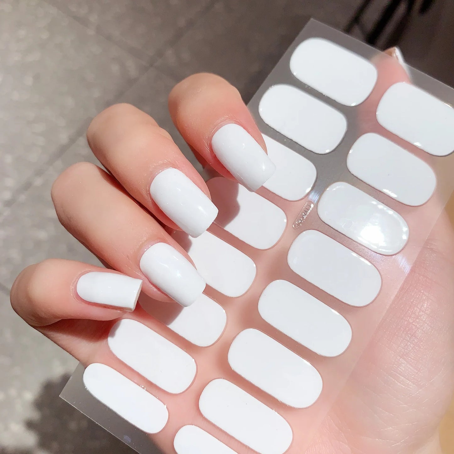 16Tips UV Semi-Cured Gel Nail Wraps Sticker 5D Pure Color Full Cover UV Lamp Gel Sticker Long-Lasting Nail Extension Patch Strip
