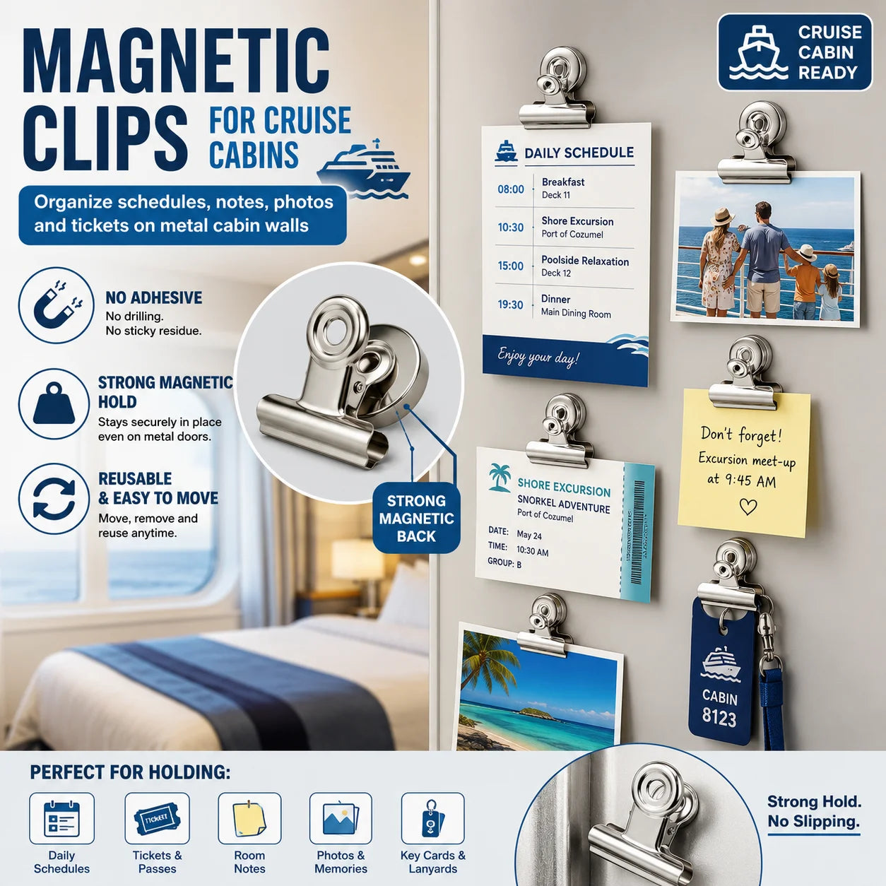 Strong Magnets Magnetic Clips Bulldog Clips Heavy Duty Magnetic Clips Perfect for Whiteboard Magnets Photo Displays Home