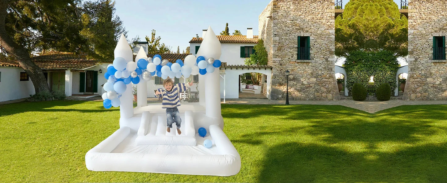 Oxford Jumping Bouncy Castle Bouncer for Wedding Party with Carrying Bag Repair kit Inflatable White Bounce House Professional