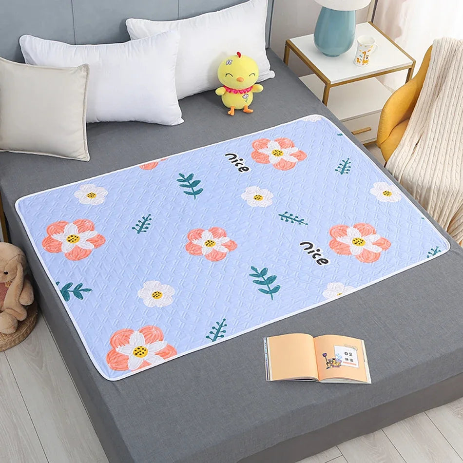 80x120cm cartoon heart, urine separator pad, waterproof, washable, replaceable, night and menstrual protection for baby care