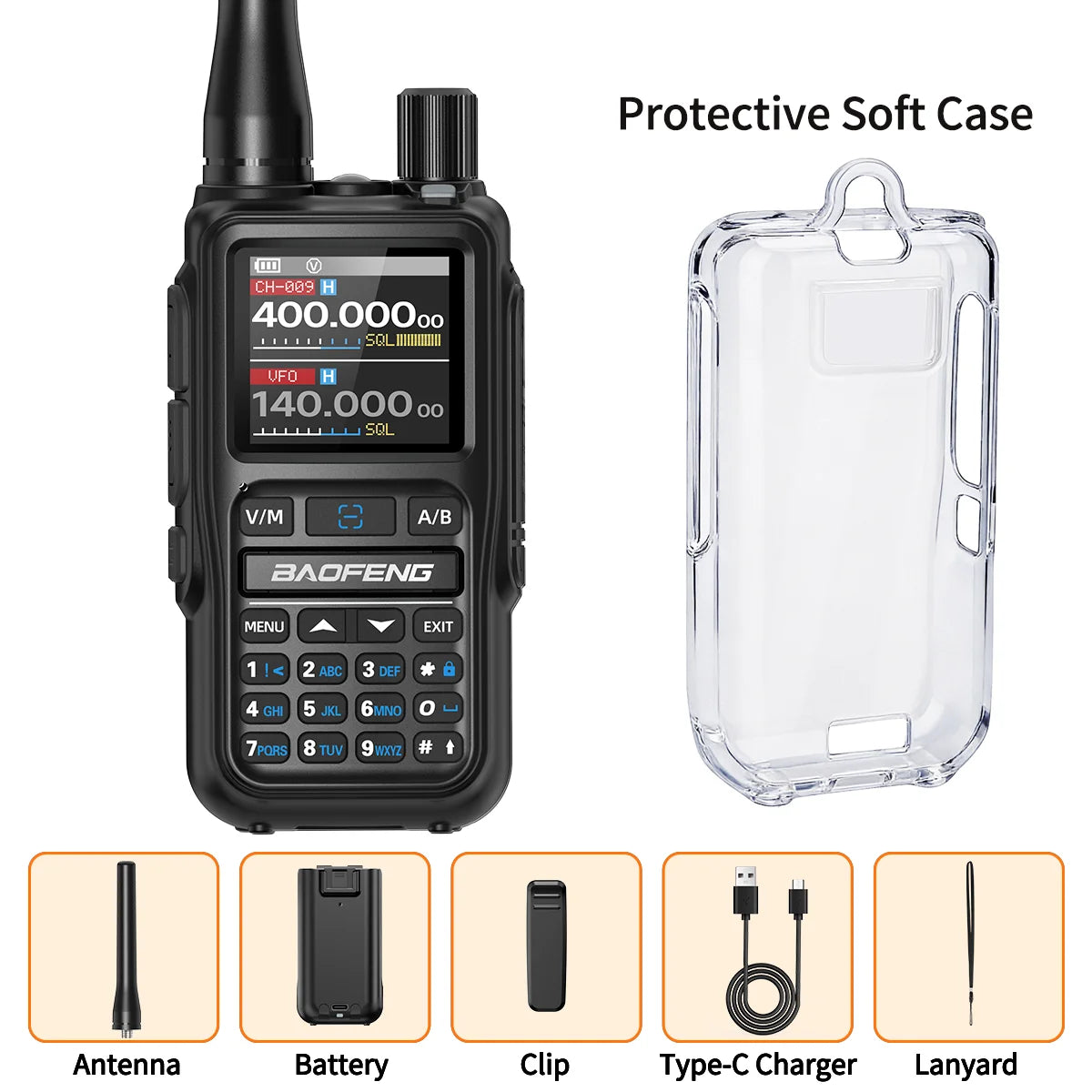 Baofeng UV-5R Mini Walkie Talkie Bluetooth Programming APP Long Range 999 Channels Radio With Protective Case Tactical Antenna