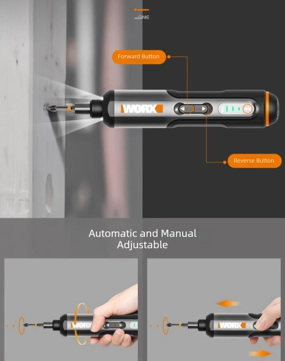 WORX WX240 Electric Screwdriver Rechargeable Electric Screw Driver 24 Bits Kits Mini Drill Power Tool Home Maintenance Repair