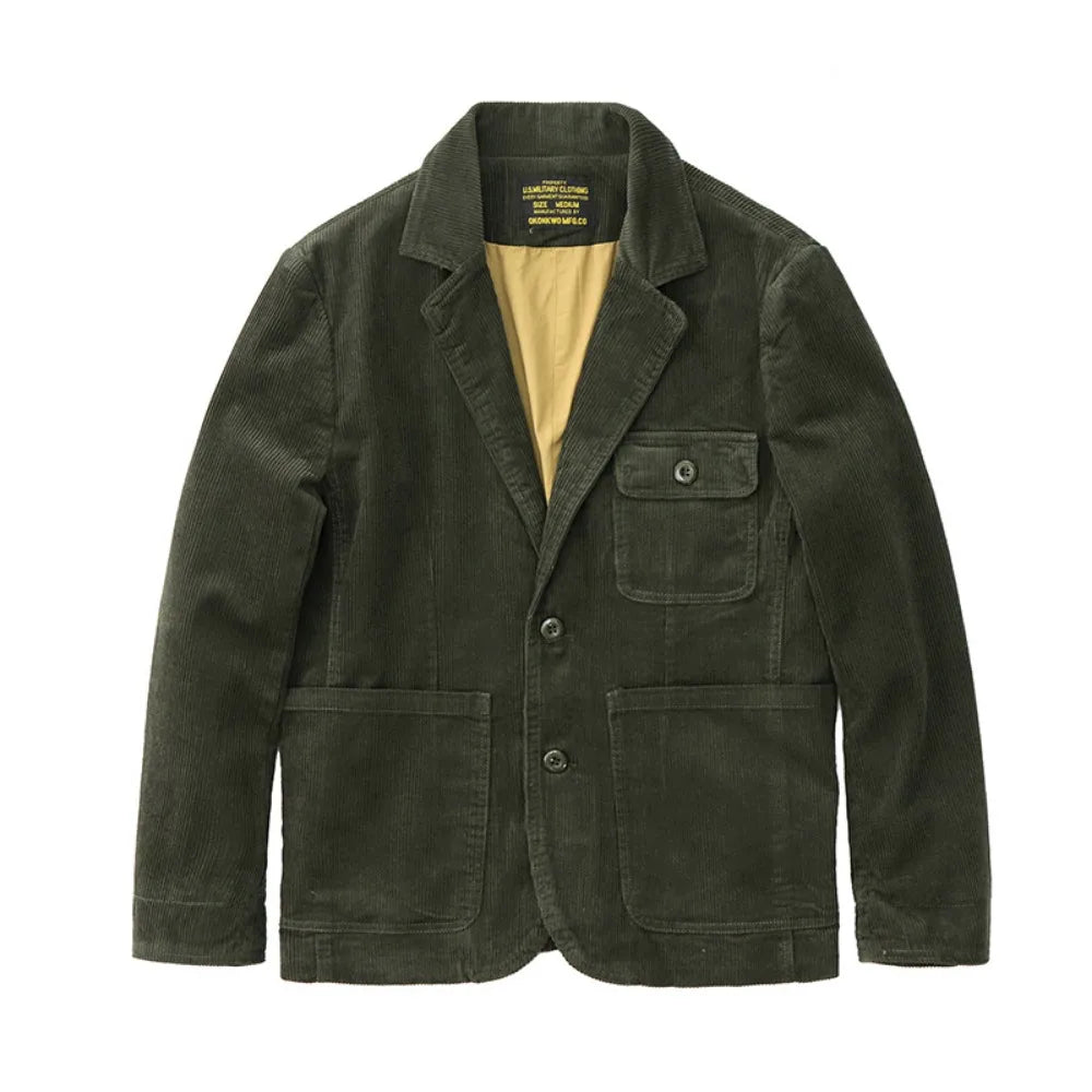 Heavyweight corduroy casual blazer for men American retro Ame Kaji loose jacket