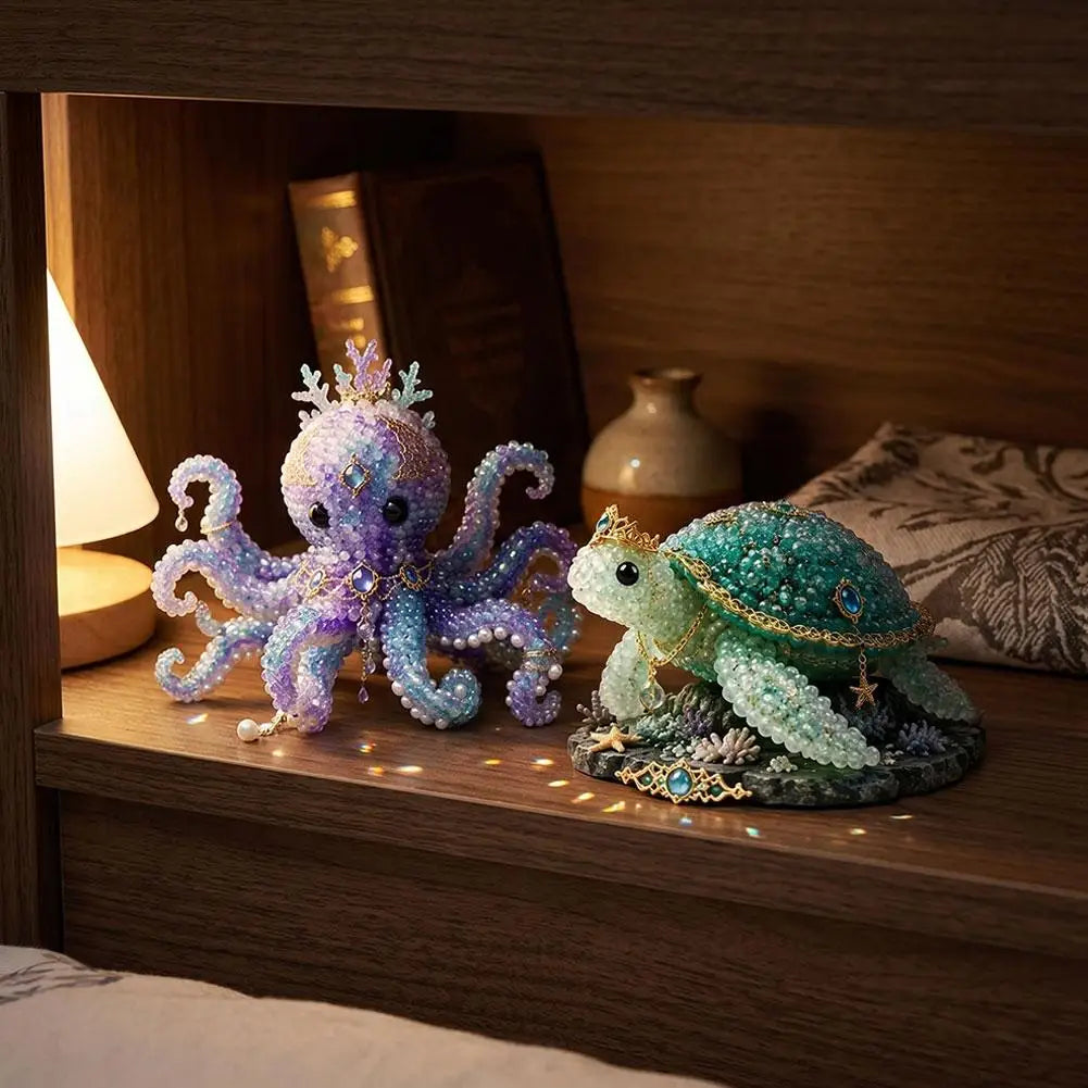 3D Ocean Animals DIY Beaded Craft Kit Beginner Friendly Handmade Marine Animal Bead Making Material Set