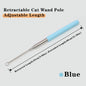 Retractable Cat Wand Pole Interactive with Hanging Loop DIY Cat Exercise Stick Stainless Steel Adjustable Length