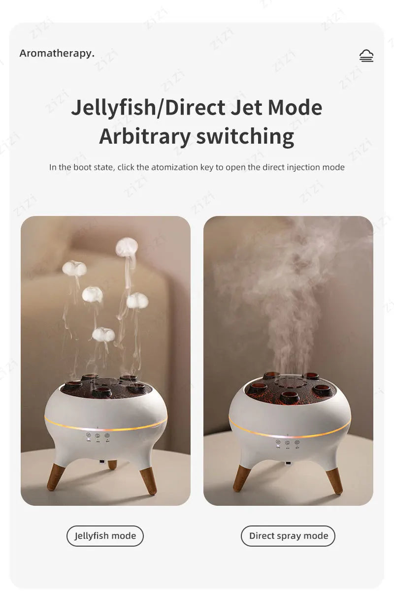 Dynamic Rainbow Jellyfish Essential Oil Fragrance Machine 250ml Essential Oil Diffuser Ultrasonic Porous Atomization Humidifier