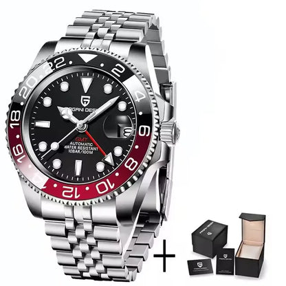 PAGANI DESIGN 2026 40MM Luxury Men GMT Automatic Machinery Watch Ceramic Bezel Jubilee Strap Sapphire Waterproof Watches for men