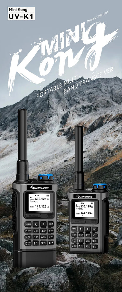 QUANSHENG K1 Air Band Walkie Talkie Wireless Copy Frequency Meter Type-C Charging NOAA Multi-Band Portable Two Way Radio UV