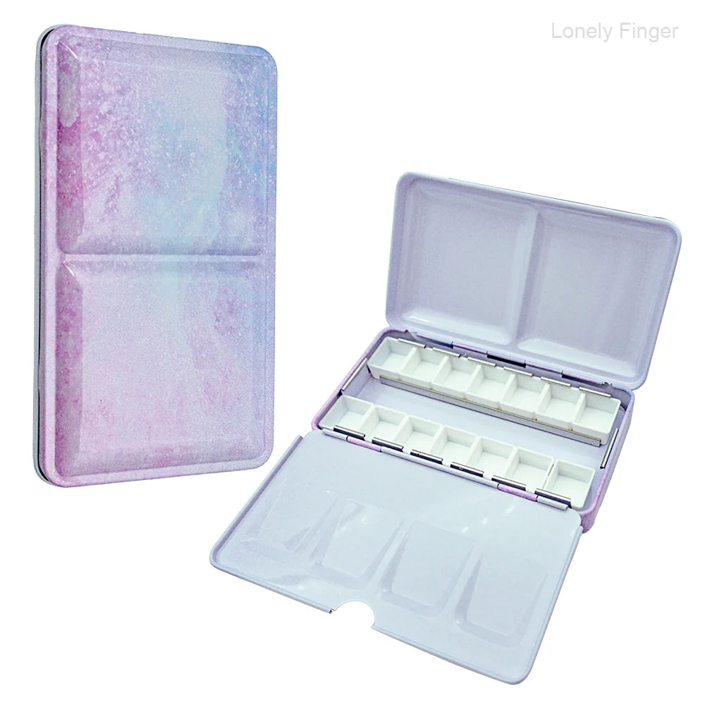 Empty Metal Watercolor Tin Palette Box With 14/26/52pcs Detachable Empty Watercolor Half Pans For DIY Travel Watercolor Palette
