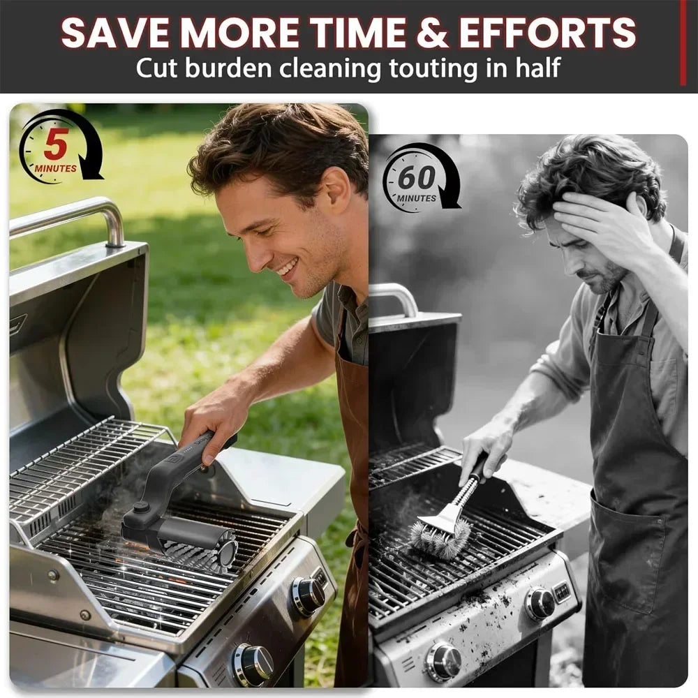Cordless Rechargeable Electric BBQ Grill Brush Heavy Duty Outdoor Cleaning Tool Rotary Adjustable for Oil Stains