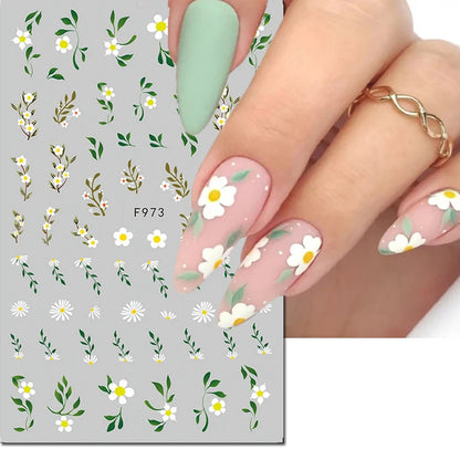 3d Nail Art Decals Spring Booming Violets Lavenders Purple Blue Pink Flowers Butterflys Stickers Decoration For Nail Tips Beauty