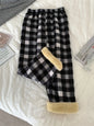 JMPRS Fashion Warm Plush Pants Thick Plaid Women Casual Loose Wide Leg Trousers Korean Streetwear Straight Student Pants New