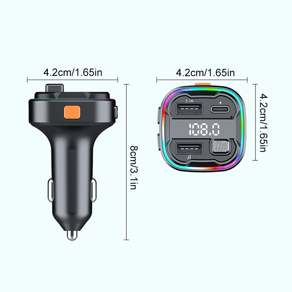FM12B 1.44 Inch LCD Bluetooth Car MP3 Player Handsfree Wireless FM Transmitter Radio Adapter USB Car Charger Remote Control