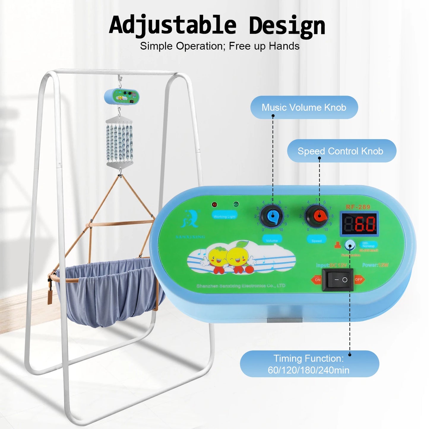 7-spring Baby Cradle Driver Hanging Electric Baby Swing Controller for Baby Spring Cradle and Baby Hammock 20kg Capacity