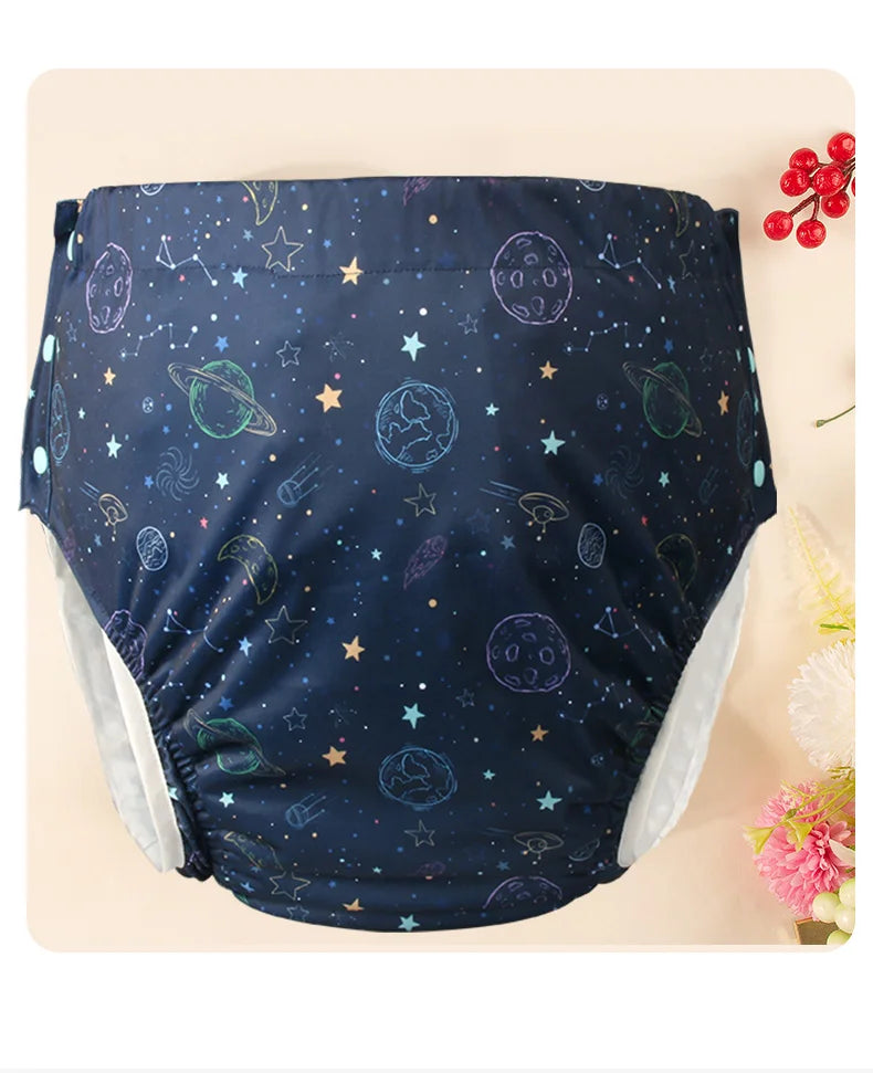 Ice Silk Adult Cloth Disaper Waterproof Old Man's Diaper Pants Reusable Diapers Trouser Pocket Anti-leak Breathable Nappy Pads