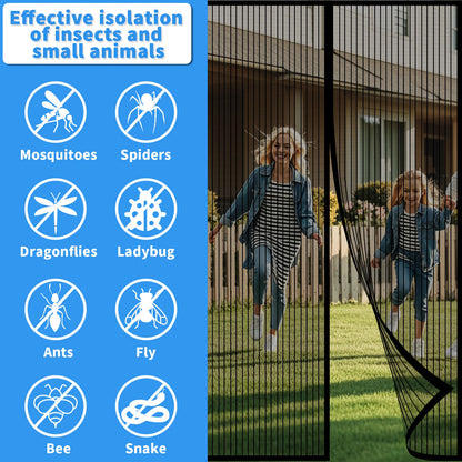 Magnetic Screen Door Hands Free Mesh Partition Heavy Duty Curtain Keeps Bugs Out Frame Hook & Loop Pet and Kid Friendly