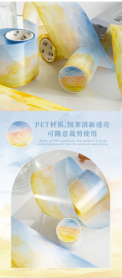 60mm X 2m Colorful Clouds Washi Tape for DIY Scrapbooking Planner Diary Aesthetic Masking Tape Stationery Office Supplies