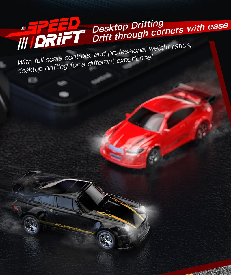 KF20 1/64 High Speed Drift RC Car 2.4G 4WD Remote Control Desktop Mini GTR Racing Model Cars for Boys Kids Toy Gift