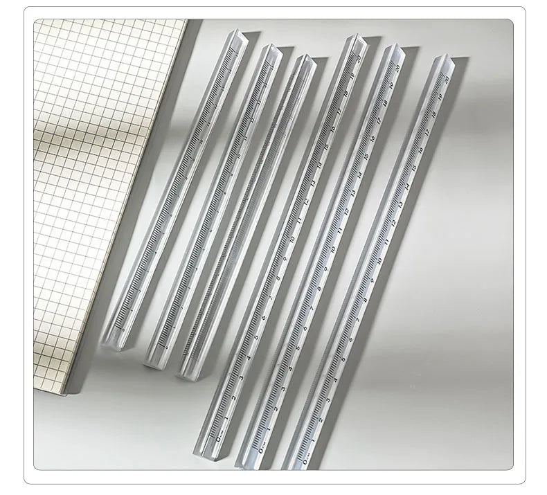 15cm /20 Cm Simple Transparent Triangular Straight Ruler Kawaii Tools Stationery Cartoon Drawing Gift Office School Measuring