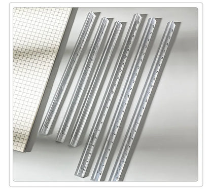 15cm /20 Cm Simple Transparent Triangular Straight Ruler Kawaii Tools Stationery Cartoon Drawing Gift Office School Measuring
