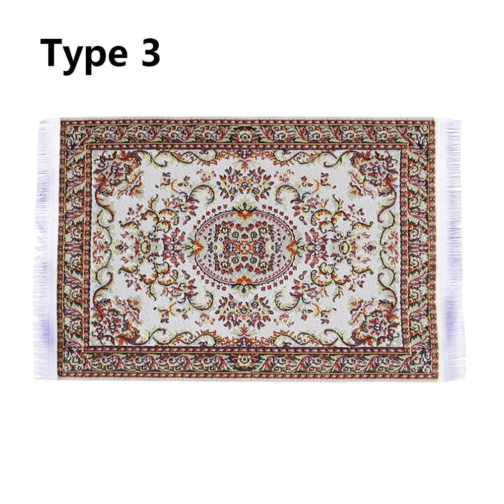 Turkish Style Miniature Weaving Rug Playing House Floor Coverings Dollhouse Carpet  1:12 Scale Doll Accessories