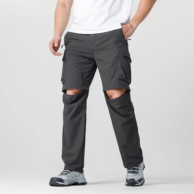 Men's Cargo Hiking Convertible Pants, Waterproof, Quick Dry, Lightweight, Removable Zipper, Perfect for Outdoor Adventures, Fishing and Camping, All-Season Versatile Hiking Gear.