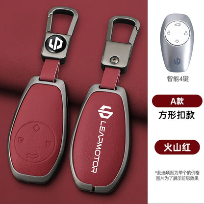 Zinc alloy+leather car remote key set, suitable for Leapmotor C16 C11 C10 C01 B10 T03 S01 car keychain key set chain accessories