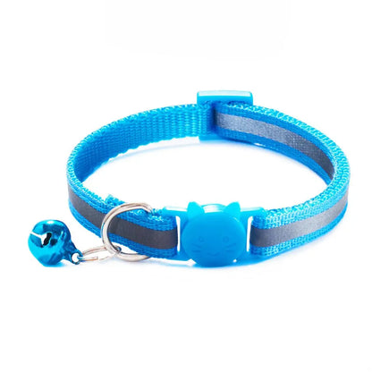 Cute Fashion Adjustable Size Cat Head Pattern Reflective with Bells Cat Collar Pet Accessories Kitten Decor Cat Neck Strap