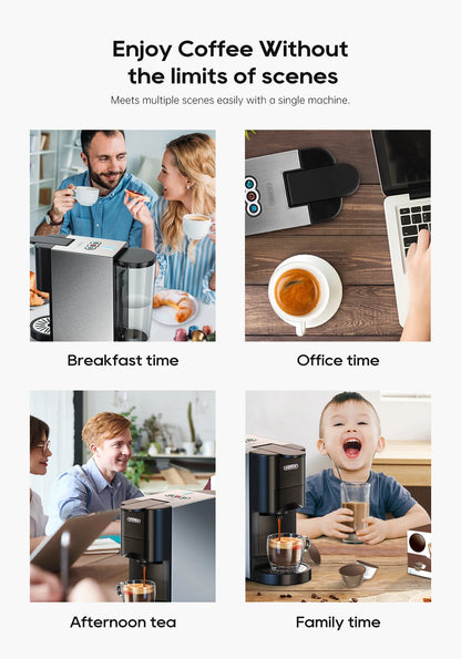 HiBREW Coffee Machine 4in1 Multiple Capsule Espresso Dolce Milk Nes ESE Pod Powder Coffee Maker Stainless Metal H3D