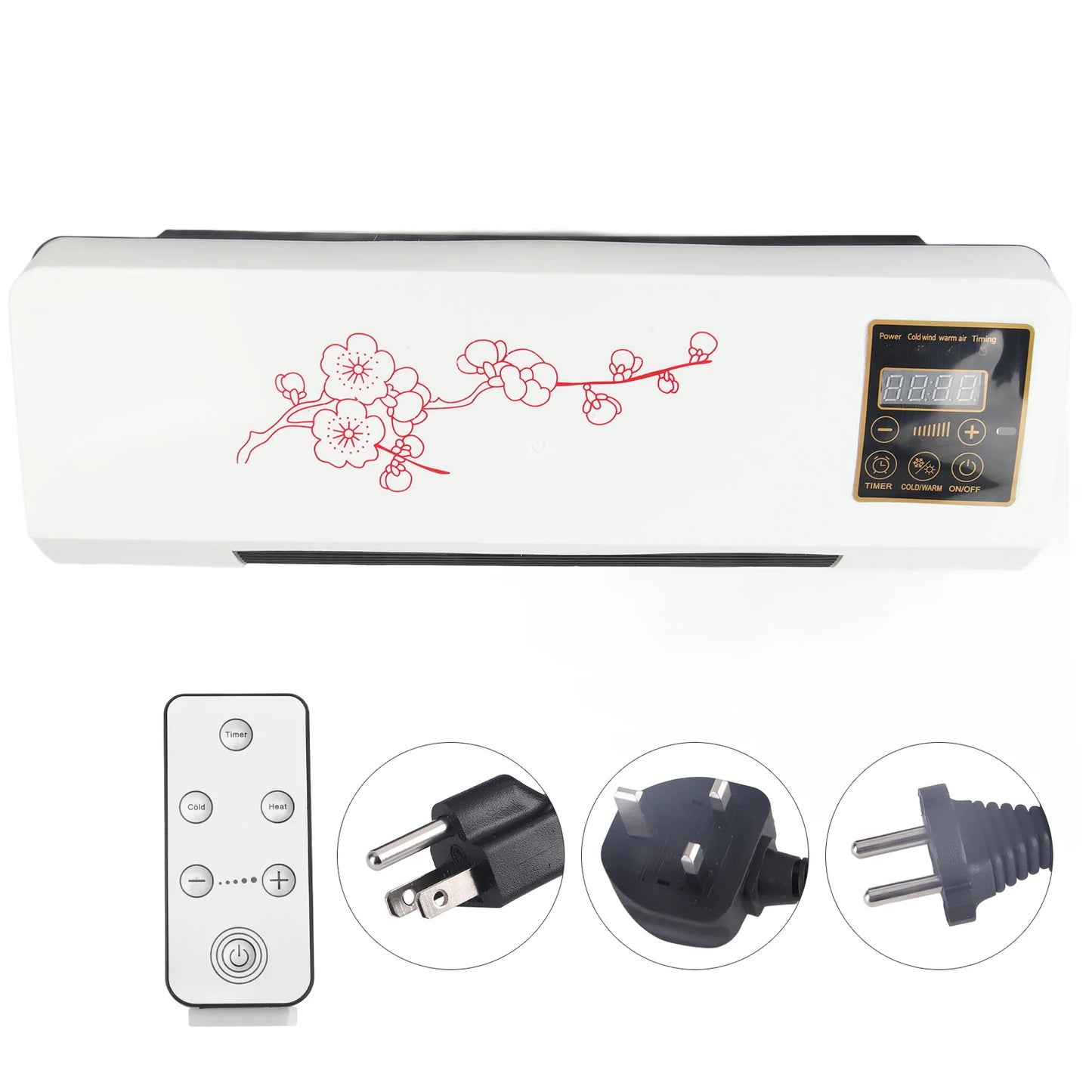 Electric Air Conditioner Fan Wall Mount Easy  Temperature  Timer Heating and Cooling Fan Cooling Heating Fan