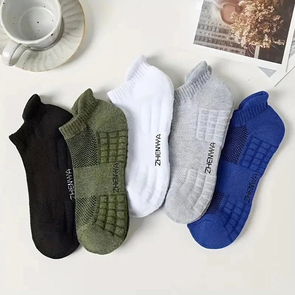 5/10/20/30 Pairs Men Ankle Socks Fashionable Letter Sports Style Odor Proof Sweat Absorbing Breathable Invisible Running Socks
