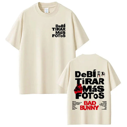 Rapper Bad Bunny T-shirt Debi Tirar Mas Fotos DTMF World Tour T Shirts Men's Women Fashion Vintage Hip Hop T-shirts Streetwear