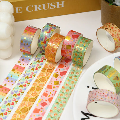 Creative Floral Hot Foil Washi Tape Set,12 Rolls Decorative Masking Tape for Scrapbooking,Journaling,DIY Gift Supplies