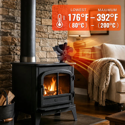 Mini Stove Fan Heat Powered Fireplace Fan Log Wood Burner Eco-fan Quiet 5 Blade Fireplace Fan Home Winter Warm Heat Distribution