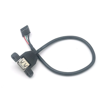 USB 2.0 A Male to Female 5 Pin Extend Cable USB 2.0 A Female Panel Mount to USB A Male Angle Plug Extension Cable 30CM