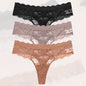 3Pcs Lace Sexy Thongs Women Low-Rise Briefs Sexy Soft Ladies Underwear Trendy Floral Underpants Female Flowery Panty Lingerie