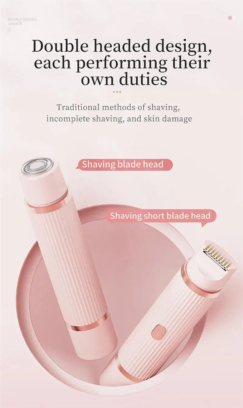 Electric Razor for Women Bikini Underarm Lady Facial Razor Waterproof Double Head Hair Removal Epilator Electric Female Trimmer