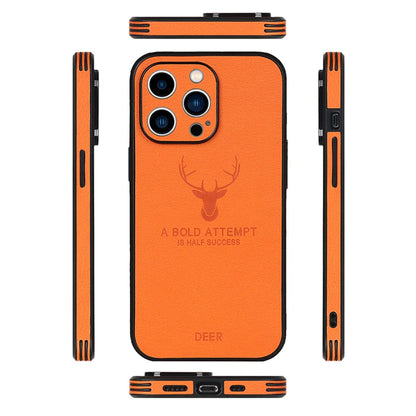 Luxury Business Leather Bumper Case For iPhone 17 Air 16 15 14 13 12 11 Pro Max Mini Plus Shockproof Soft Deer Head Back Cover