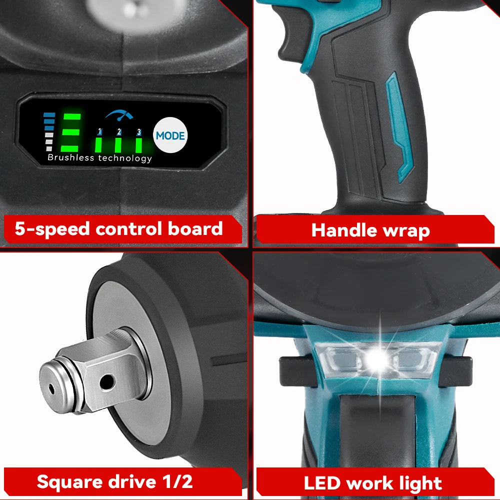 ONEVAN 2800N.M Brushless Cordless Electric Impact Wrench High Torque Screwdriver Drill Power Tool For Makita 18V Battery Pin