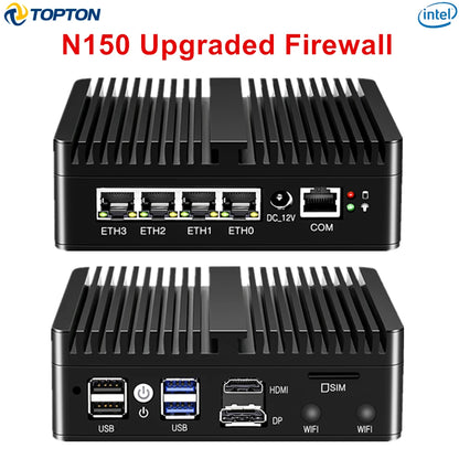 Topton Solid Fanless Firewall Mini PC VPN Gateway Intel N150 N5105 J6412 J5005 7305 6305 4x2.5G LAN Home Server PfSense Computer