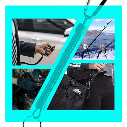 3P Spring Coil Keychains,Retractable Wrist Strap Safety Rope,8.46" To 47" Extendable,with Carabiner and Ring