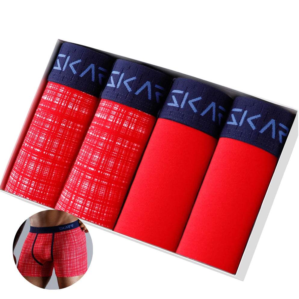 4pcs Cotton Boxer Shorts Soft Men's Panties BONITOS Letter Waistband Men Underpants Boxer Briefs Sexy Underwear for Man Boxers