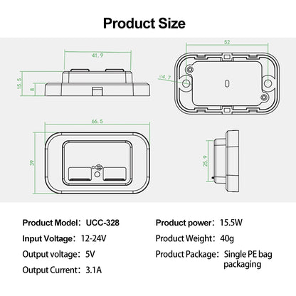 PD QC3.0 Car Charger Socket Quick Charge 12V/24V For Motorcycle Auto Truck ATV RV Bus Dual USB Power Adapter Outlet LED Light