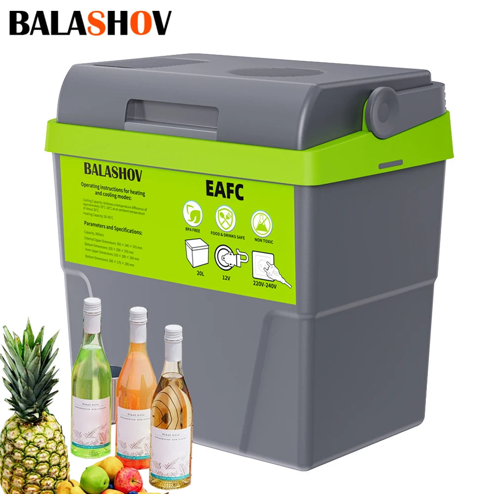 10L 20L Mini Refrigerator 12V/220V Fridge Freezer Portable Compressor Cooler and Heater Ice Box for Driving Camping Picnic
