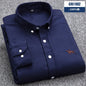 Casual cotton men's shirt slim fit horse logo bottom inch shirt Oxford spinning long sleeved striped shirt